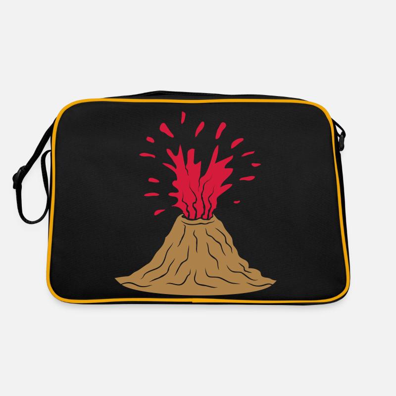 Vulkan Ausbruch Design Retro Tasche