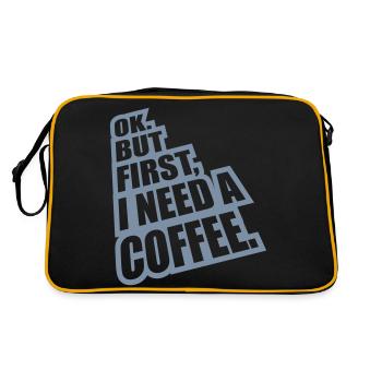 Fist I need Coffee - Retro Tasche - Schwarz/Gold - Hinten
