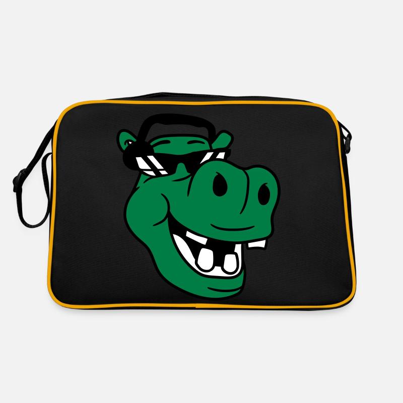 Lachendes Nilpferd Comic Gesicht Party Club Musik Retro Tasche