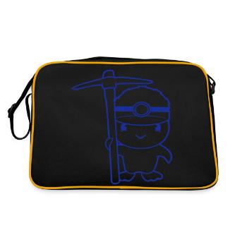 Ente Bergmann Spitzhacke Helm Lampe Minenarbeiter - Retro Tasche - Schwarz/Gold - Hinten