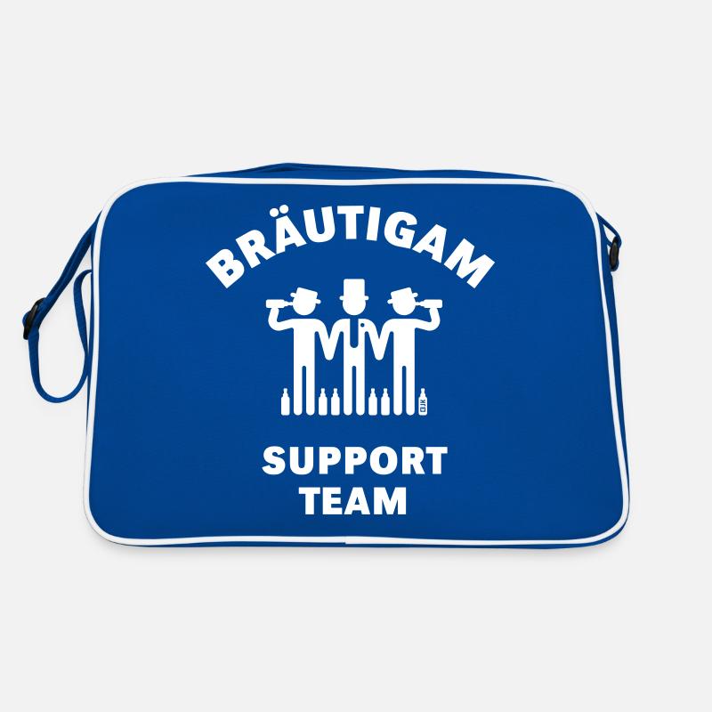 Bräutigam Support Team (JGA / Polterabend / White) Retro Tasche