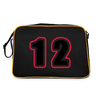 12 Zahl College - Retro Tasche - Schwarz/Gold - Hinten