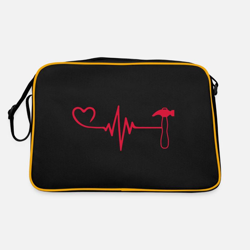 Hammer Herz Puls Herzschlag Retro Tasche