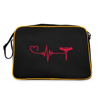 Currywurst Fleisch Puls herzschlag liebe - Retro Tasche - Schwarz/Gold - Hinten