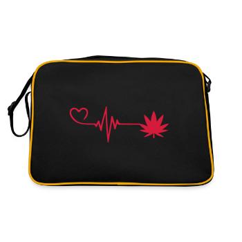 Hemp Leaf Pulse Heart Love - Retro Bag - black/gold - Back