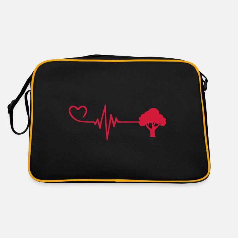 Baum Puls Herz Liebe Retro Tasche