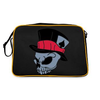 Skull with hat 01 - Retro Bag - black/gold - Back