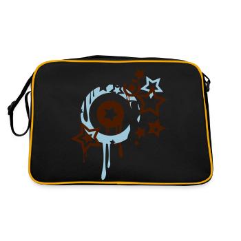 Sterne und Kreise schmelzen - Retro Tasche - Schwarz/Gold - Hinten