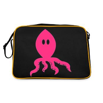 Denkender Tintenfisch - Retro Tasche - Schwarz/Gold - Hinten