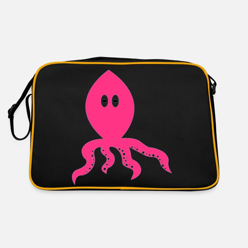 Denkender Tintenfisch - Retro Tasche - Schwarz/Gold