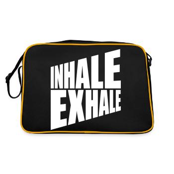 inhale exhale yoga Zitat - Retro Tasche - Schwarz/Gold - Hinten