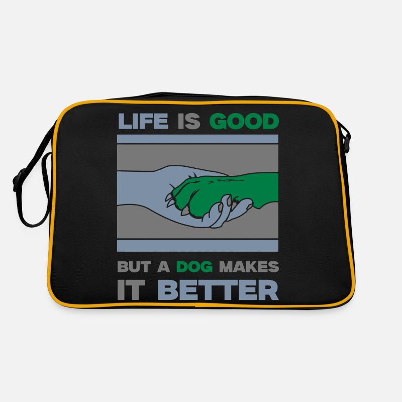 Life is good but a dog makes it better! Retro Bag