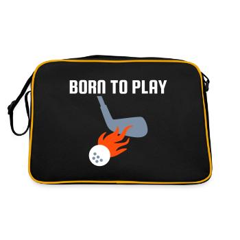 Born to play golf, golf clubs, golf ball, flames - Retro Bag - black/gold - Back
