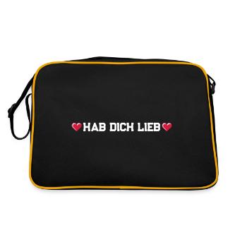 Hab Dich Lieb Herz - Retro Tasche - Schwarz/Gold - Hinten