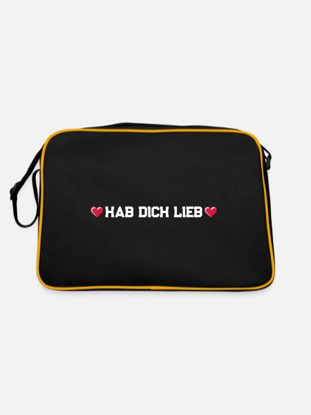 Hab Dich Lieb Herz - Retro Tasche - Schwarz/Gold - Hinten