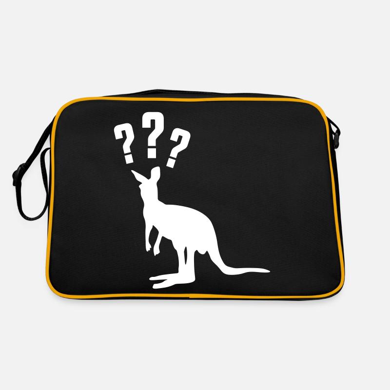 känguru silhouette fragezeichen - Retro Tasche - Schwarz/Gold