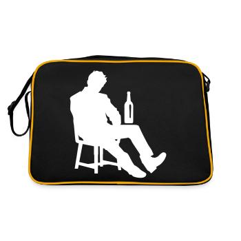Besoffener Mann Saufen Drunk - Retro Tasche - Schwarz/Gold - Hinten