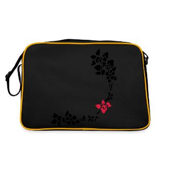 flower around right corner - Retro Bag - black/gold - Back