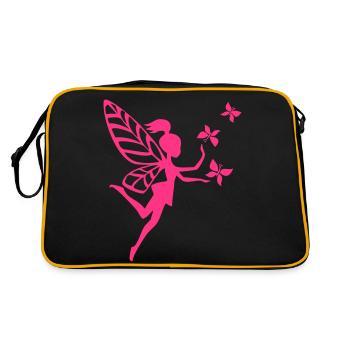 fairy, pixie, butterfly, elves, magic, sorcery - Retro Bag - black/gold - Back