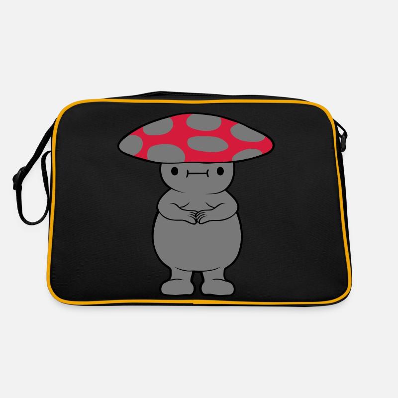 Dicker süßer Pilz - Retro Tasche - Schwarz/Gold