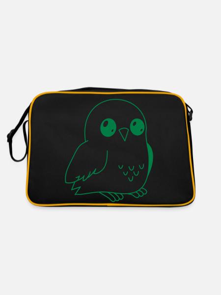 Hooty Eule - Retro Tasche - Schwarz/Gold - Hinten