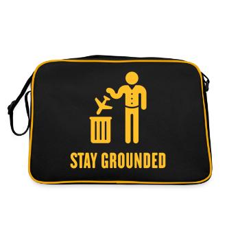 Stay Grounded – Flüge / Flugreisen Vermeiden! (W) - Retro Tasche - Schwarz/Gold - Hinten