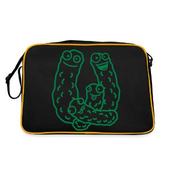 Funny Cucumber Family - Retro Tasche - Schwarz/Gold - Hinten