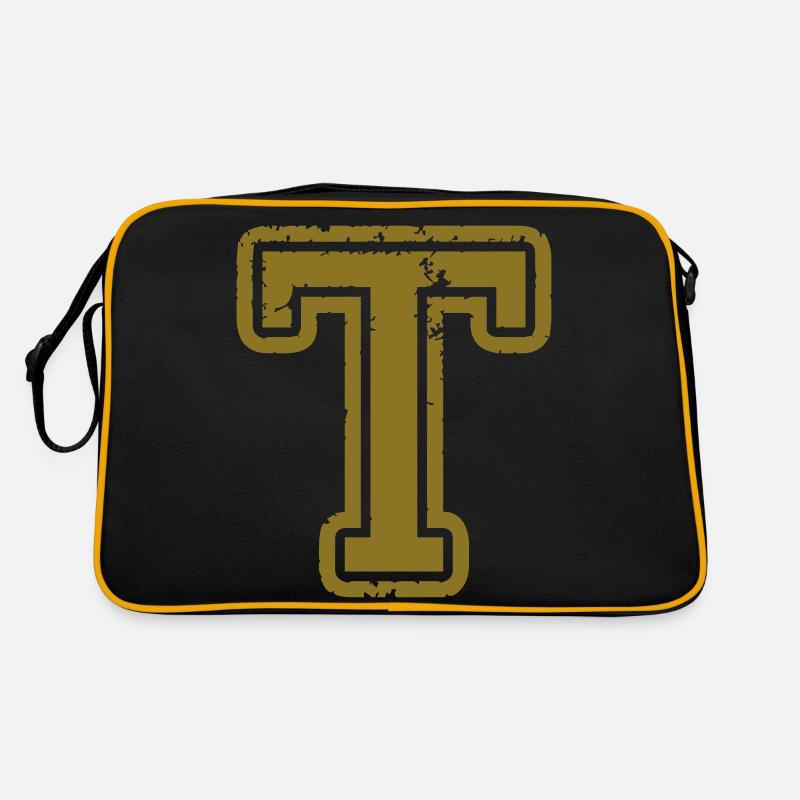 t - Buchstabe - Retro Tasche - Schwarz/Gold