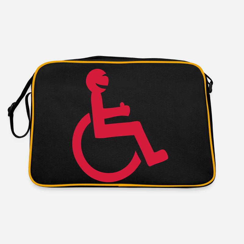 Rollstuhl Spaß im Behindertenrollstuhl - Retro Tasche - Schwarz/Gold