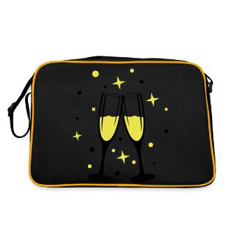 sekt anstossen - Retro Tasche - Schwarz/Gold - Hinten