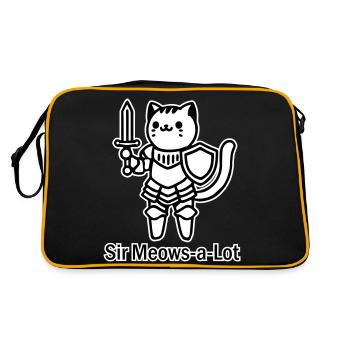 Katzenritter in glänzender Rüstung - Sir Miaut viel Design - Retro Tasche - Schwarz/Gold - Hinten
