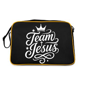 Team Jesus Christlich Spruch - Retro Tasche - Schwarz/Gold - Hinten