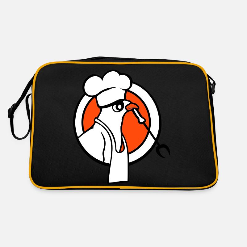 Bird grilling sausage grilling delicious eating sausages Retro Bag