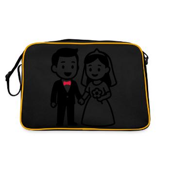 Couple marié Mariage Jeunes mariés - Sac Retro - noir/or - Dos