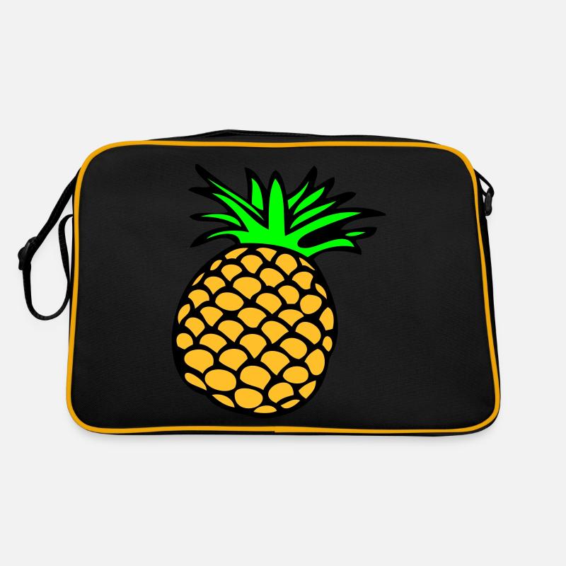 Lemon, Limone, Limette, peach, fruit, fruit, - Retro Bag - black/gold