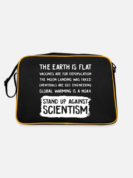 The Earth Is Flat Stand Up Against Science - Sac Retro - noir/or - Dos