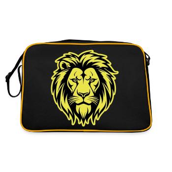 Lion Silhouette Lion Head - Retro Bag - black/gold - Back