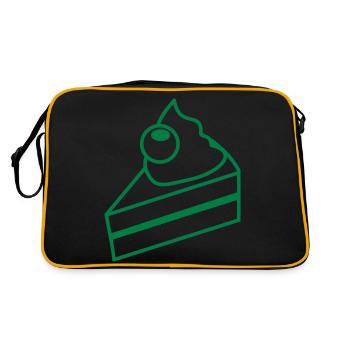 Süßes kleines Kuchenstück nach unten - Retro Tasche - Schwarz/Gold - Hinten