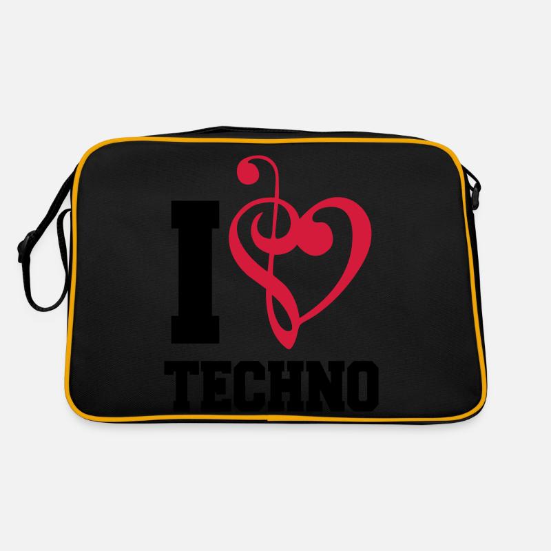 J’aime la musique techno Note de musique Amour Coeur Note de basse Sac Retro