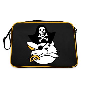 Cute Pirate Cat Buccaneer Eye Patch Hat Saber - Retro Bag - black/gold - Back
