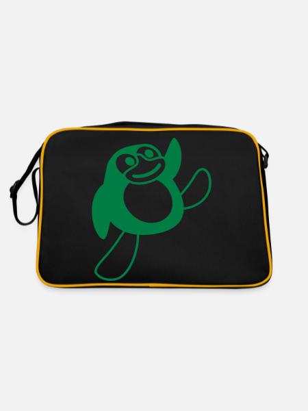 Pingouin, Breakdance, Happy Dancing, Fête, DJ, Musique - Sac Retro - noir/or - Dos
