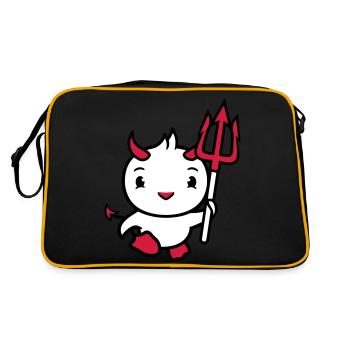 bird devil horns satan trident hell evil cool - Retro Bag - black/gold - Back