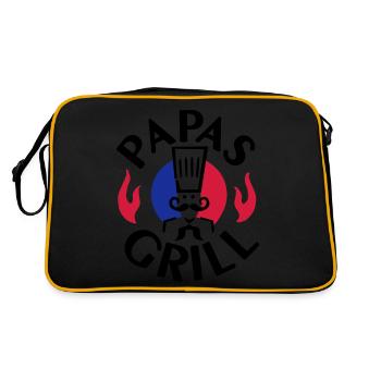 Papas Grill - 3farb - Retro Tasche - Schwarz/Gold - Hinten