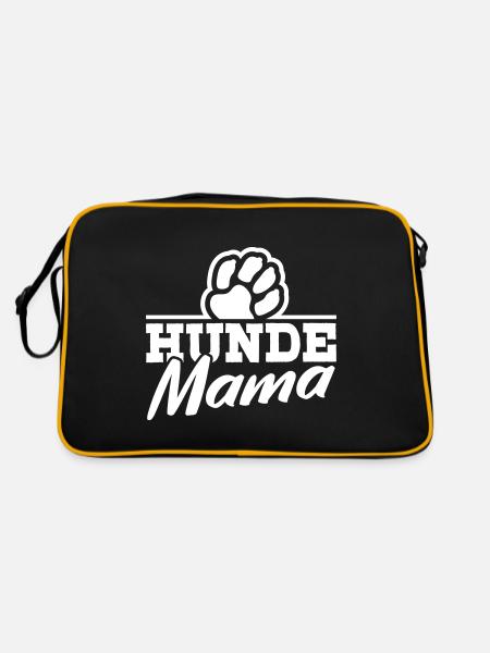 Hunde Mama Hundepfote Hund Hundemama Pfote - Retro Tasche - Schwarz/Gold