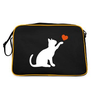 Cat Heart Kitten Silhouette Cat Lady Cats - Retro Bag - black/gold - Back