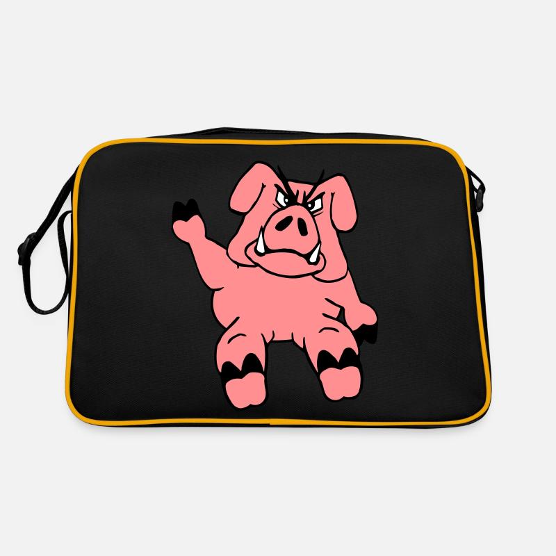 Evil Boar Waves Funny Cartoon Comic Pig Retro Bag