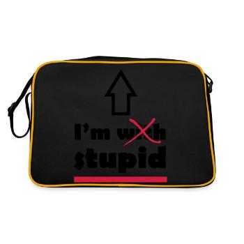 I'm with stupid - Retro Tasche - Schwarz/Gold - Hinten