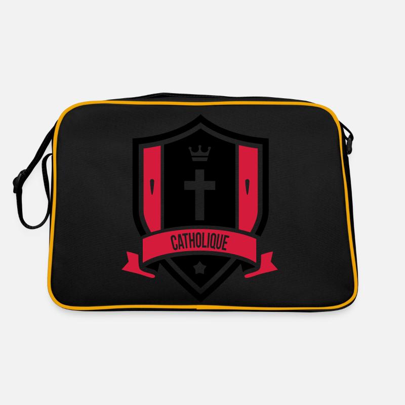 chrétien / chrétienne / catholique / religion - Sac Retro - noir/or