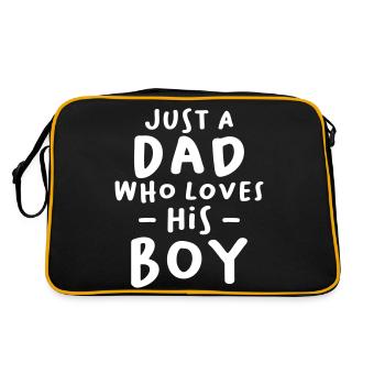 Just a Dad Who Loves his Boy - Retro Tasche - Schwarz/Gold - Hinten