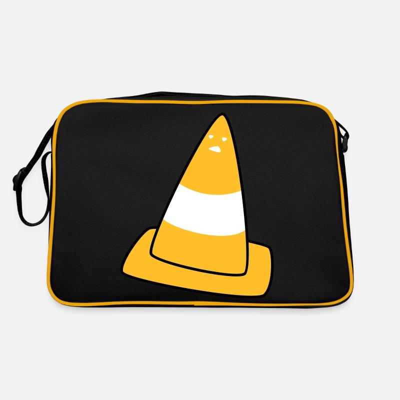 Leitkegel mit Gesicht - Retro Tasche - Schwarz/Gold